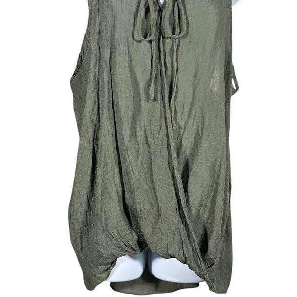 Fashion Nova Blouse Women's Sz L Olive Green Hi-Lo Hem Tank Top Lightweight - Picture 4 of 13